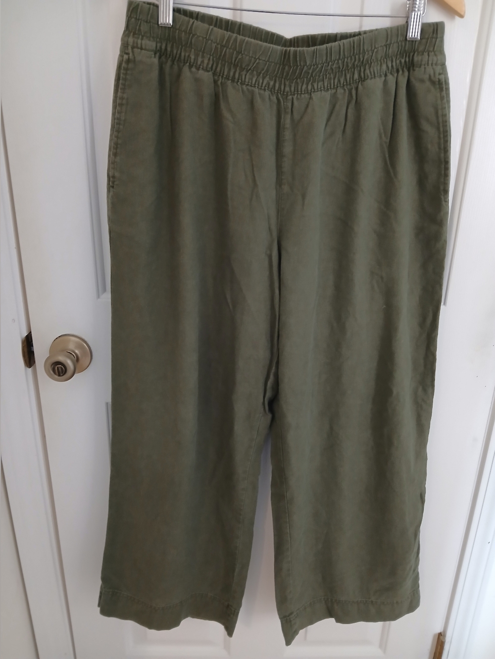 OLD NAVY Olive Green Women's Elastic-Waist Casual Pants, Wide Leg, Size L